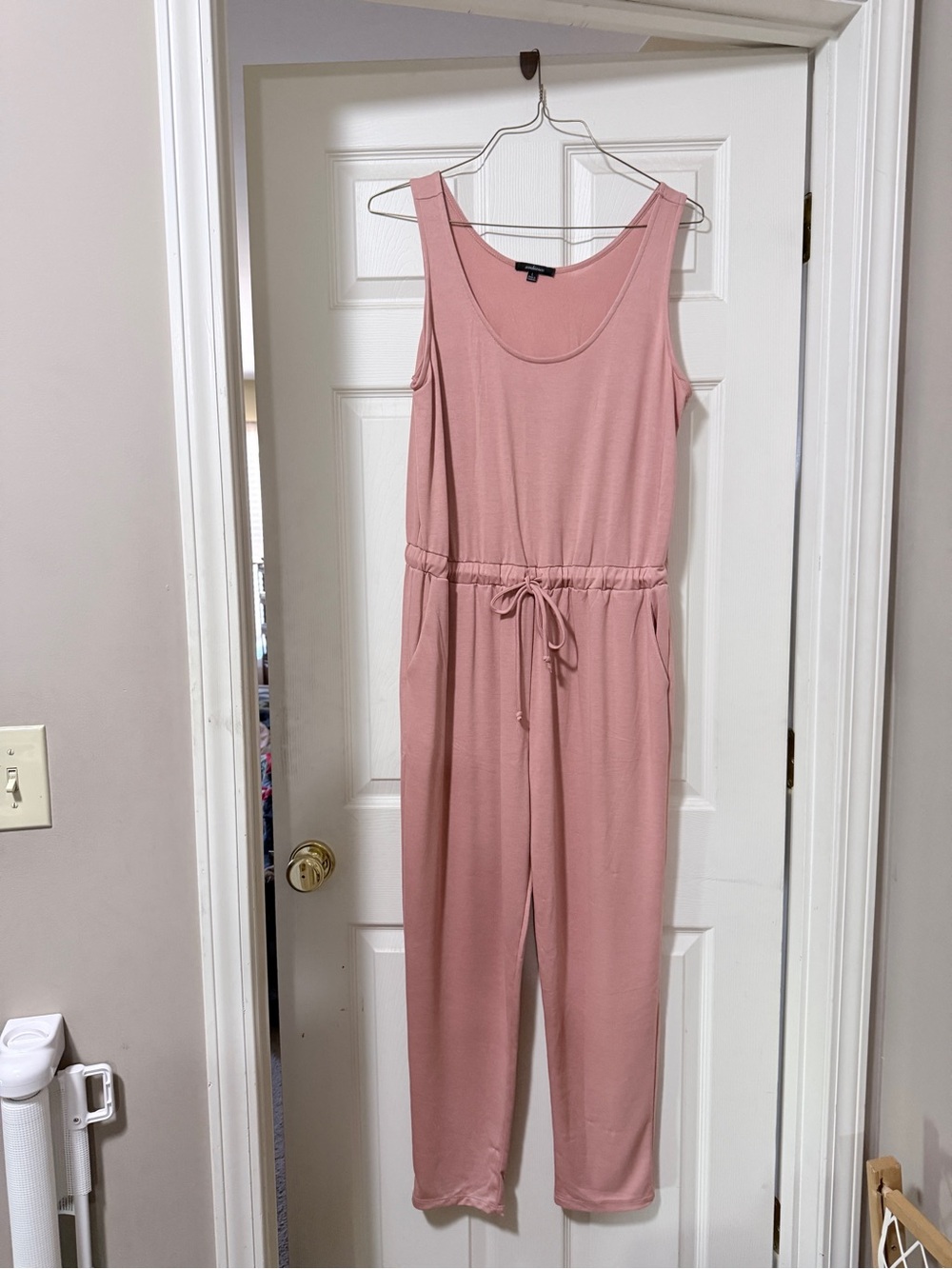 Light Pink Sleeveless Drawstring Waist Jumpsuit